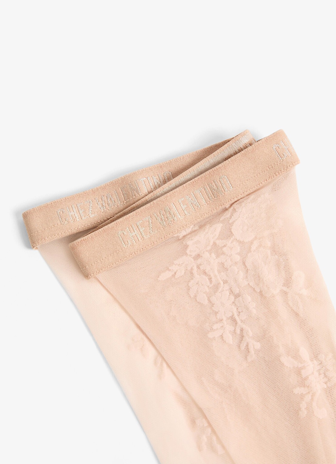 Valentino Garavani Panty van kant met logoband - detail 2 creme