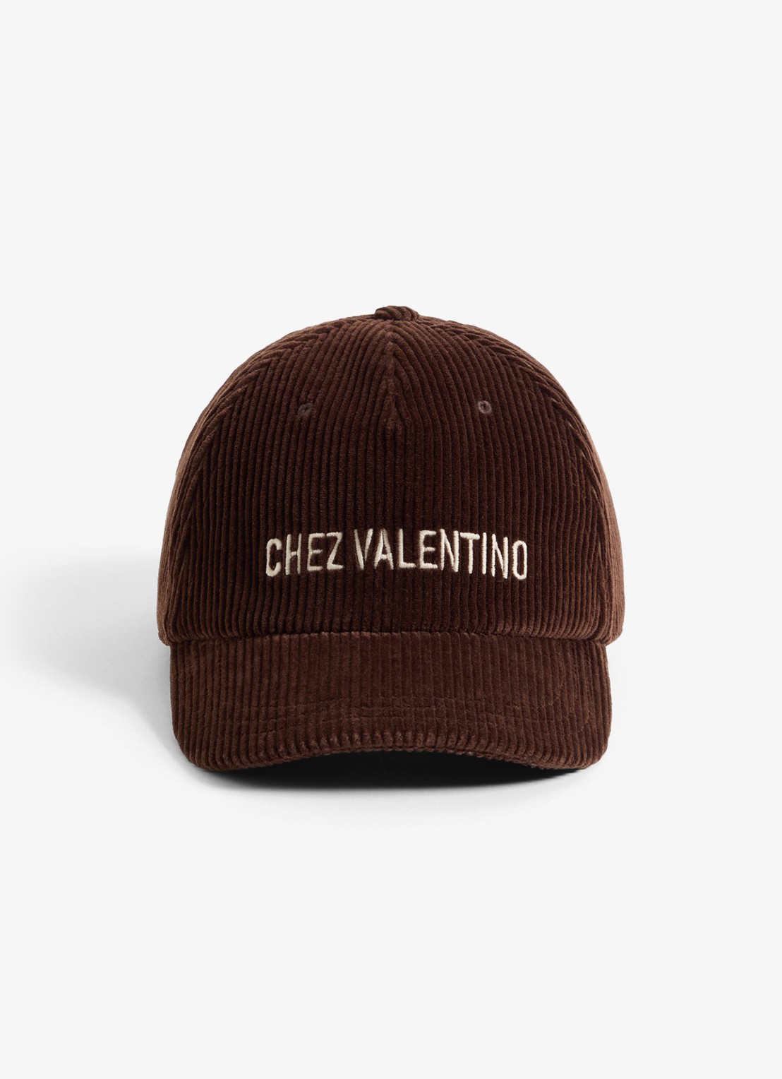 Valentino Garavani Pet van corduroy met logoborduring - voorkant 2 bruin