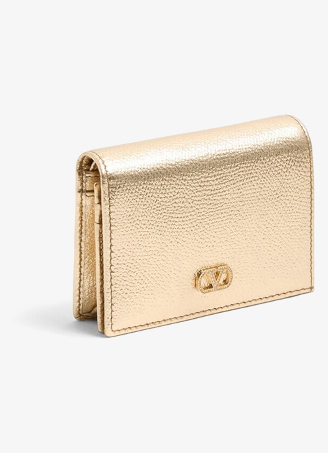 Valentino Garavani Portemonnee van kalfsleer met metallic finish - detail 2 goud