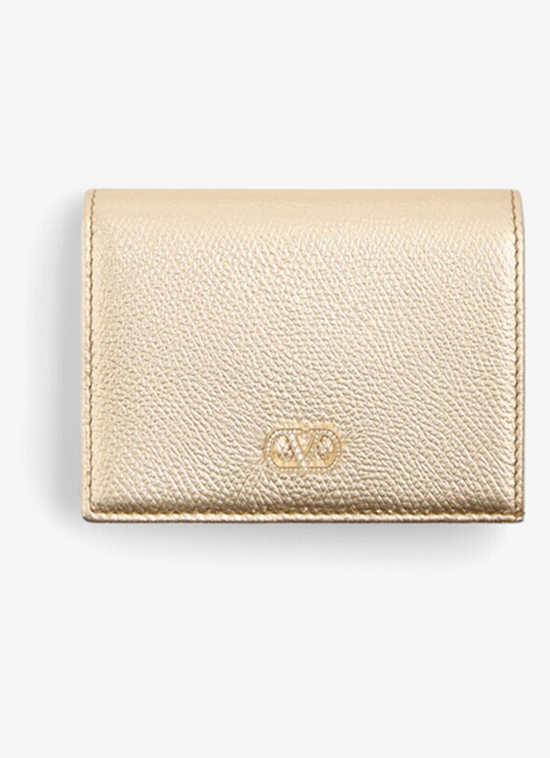Valentino Garavani Portemonnee van kalfsleer met metallic finish - voorkant 4 goud