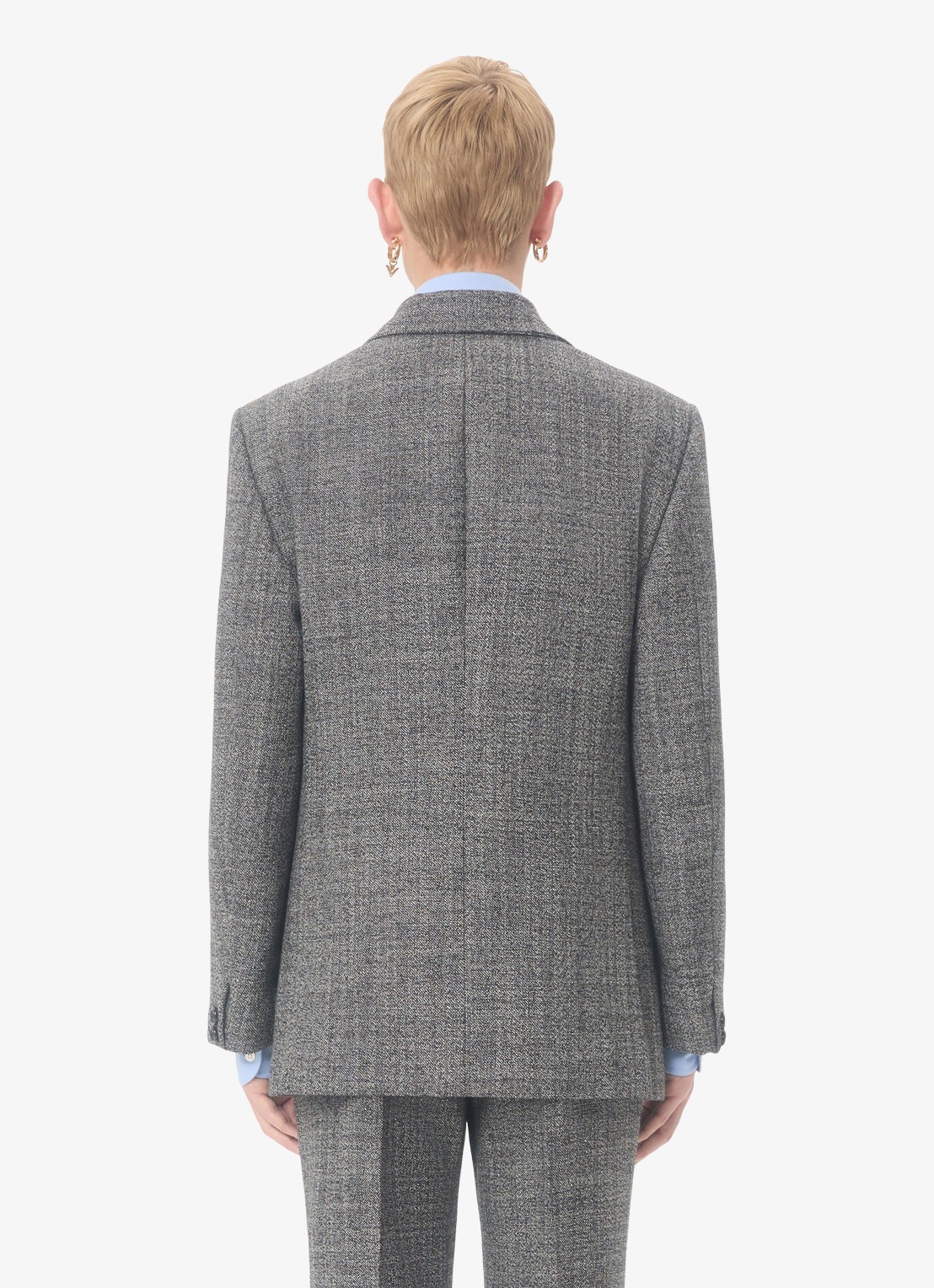 Valentino Garavani Regular fit colbert van scheerwol met gemêleerd dessin - achterkant zwart