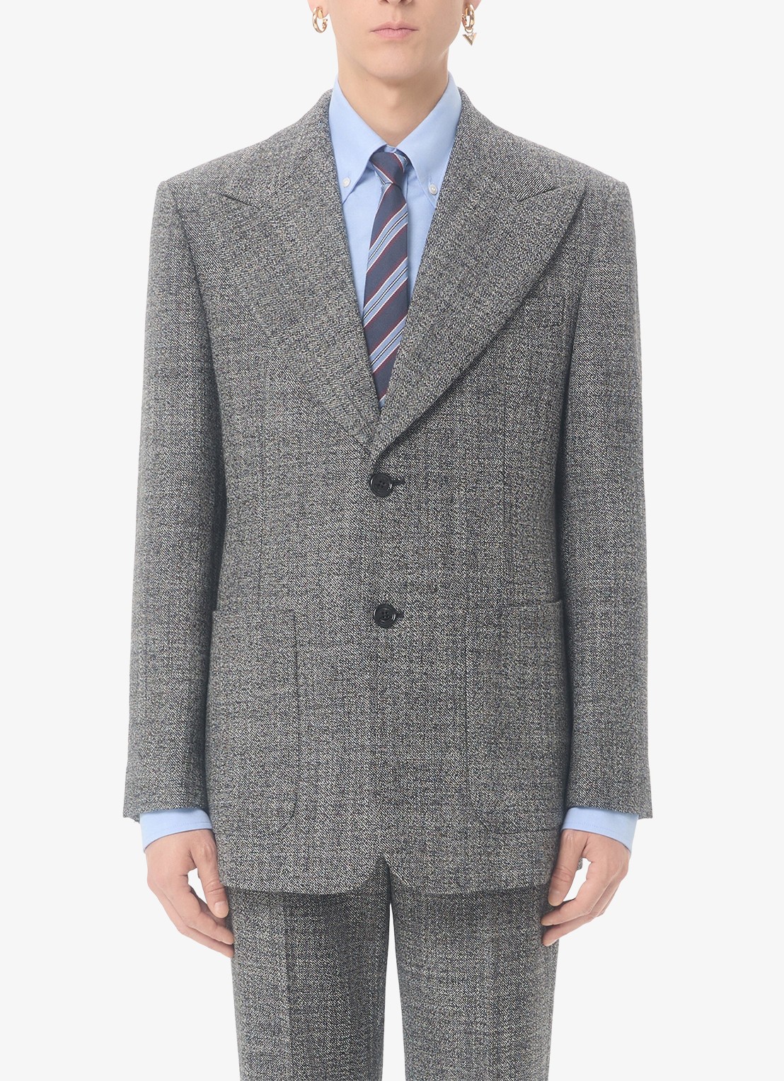 Valentino Garavani Regular fit colbert van scheerwol met gemêleerd dessin - detail 4 zwart