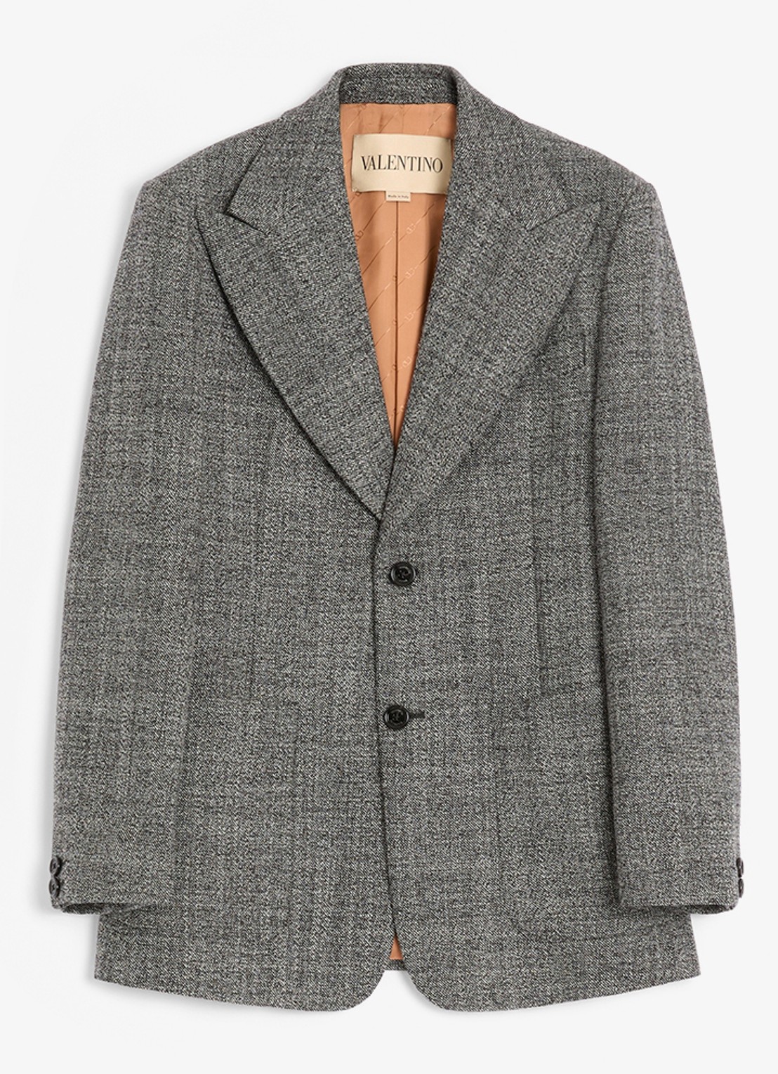 Valentino Garavani Regular fit colbert van scheerwol met gemêleerd dessin - voorkant 2 zwart