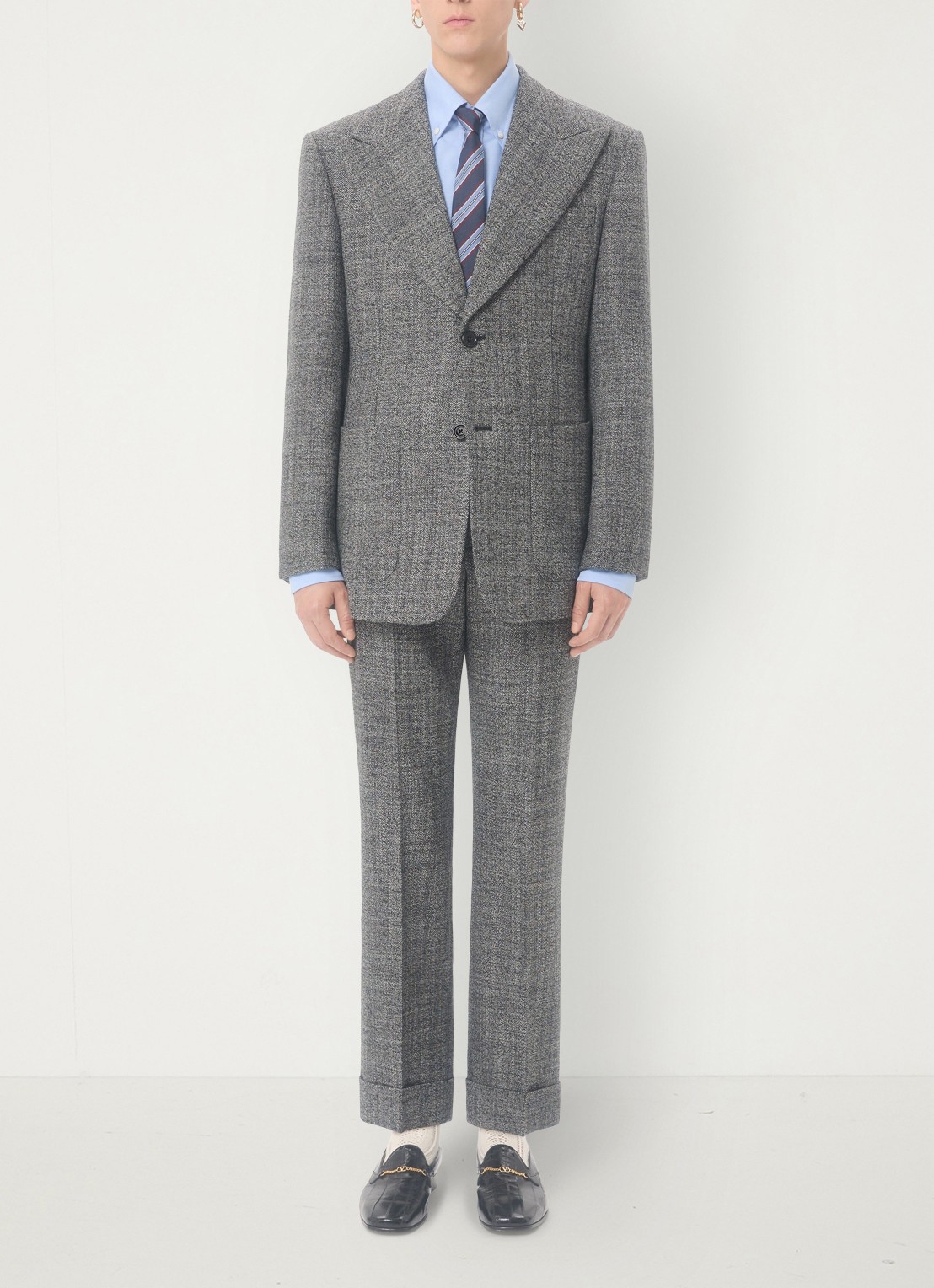 Valentino Garavani Regular fit colbert van scheerwol met gemêleerd dessin - voorkant 3 zwart
