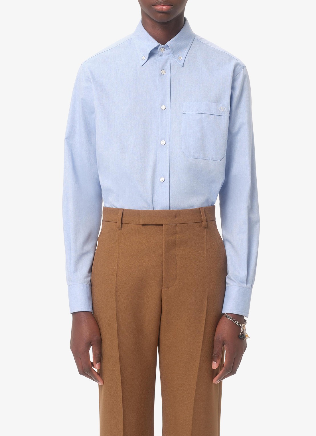 Valentino Garavani Regular fit overhemd met borstzak - detail 4 lichtblauw