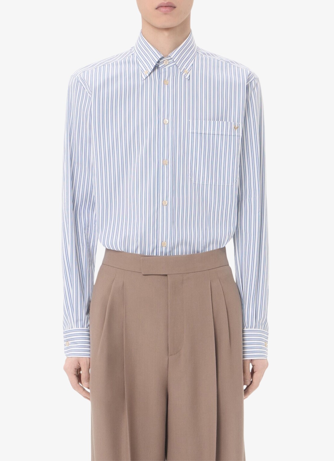 Valentino Garavani Regular fit overhemd met streepprint en borstzak - detail blauw