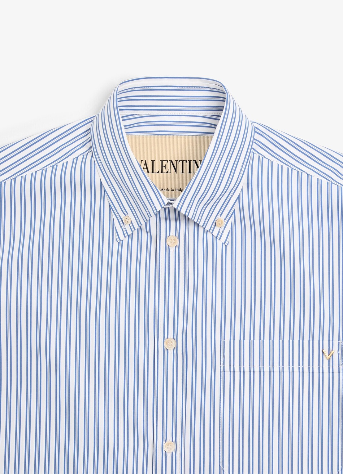 Valentino Garavani Regular fit overhemd met streepprint en borstzak - detail 5 blauw