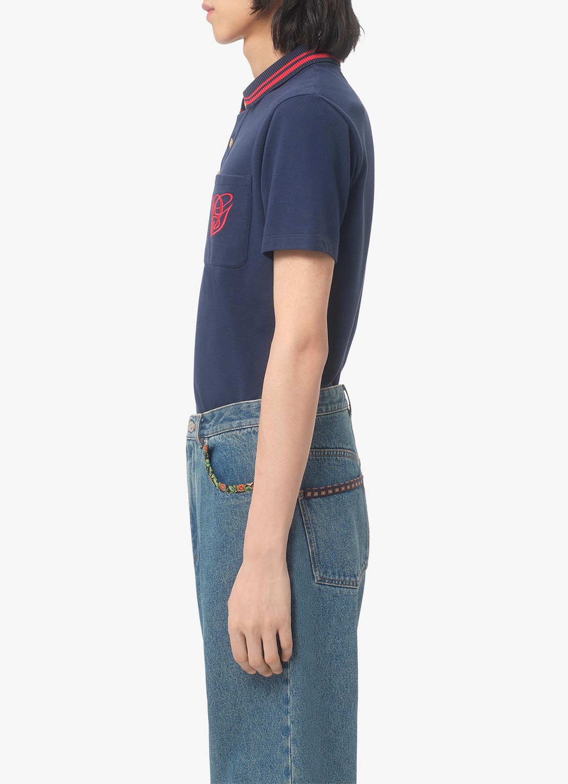 Valentino Garavani Regular fit polo met logoborduring - detail 5 donkerblauw