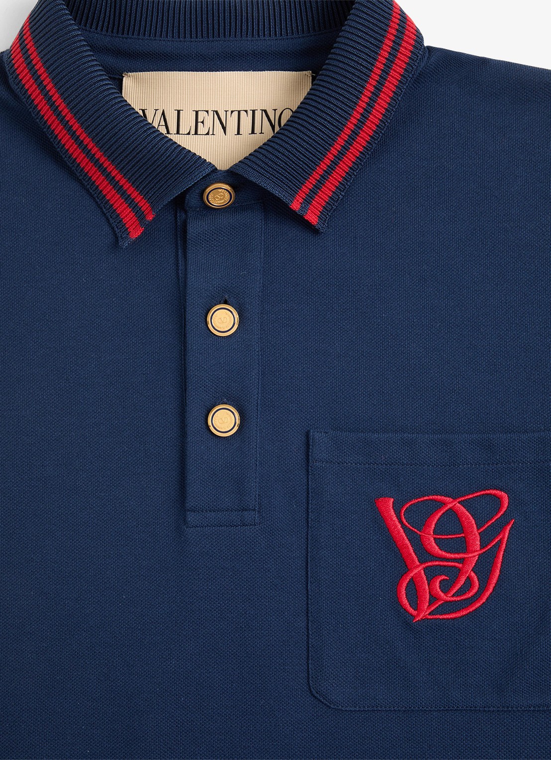 Valentino Garavani Regular fit polo met logoborduring - detail 7 donkerblauw