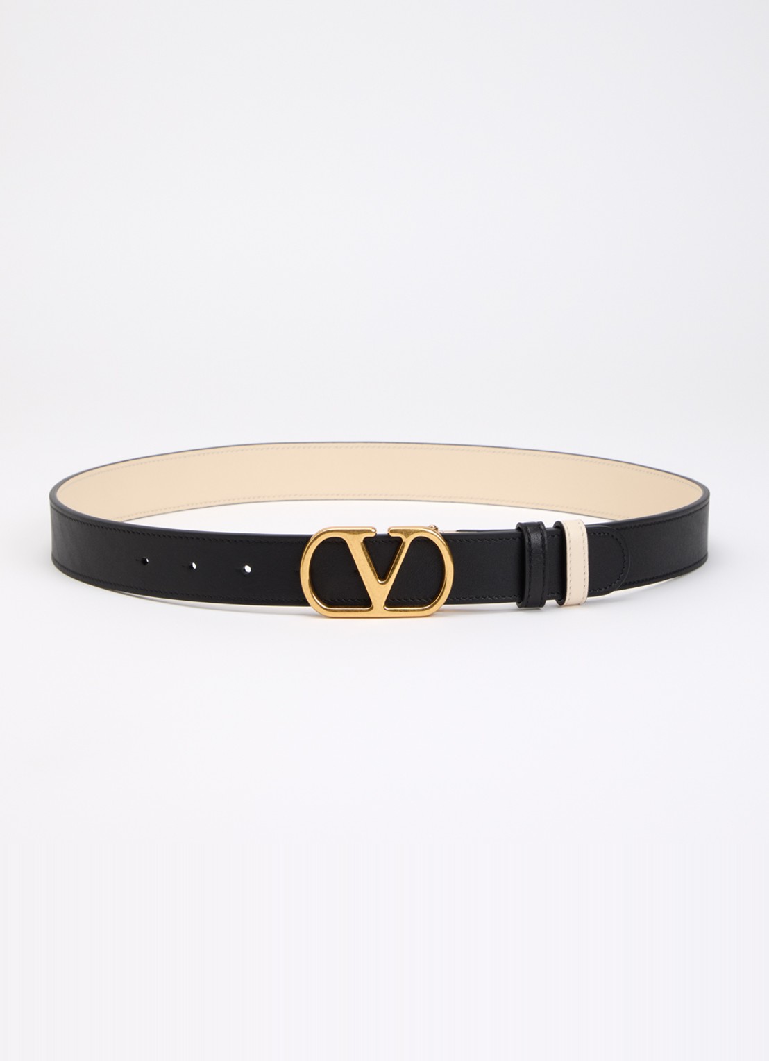 Valentino Garavani Reversible riem van kalfsleer - voorkant 3 ivoor