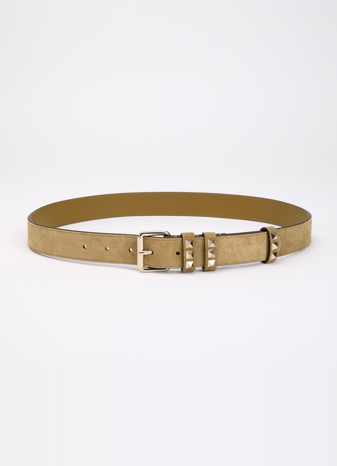 Valentino Garavani Riem van kalfssuède met studs - voorkant 2 beige