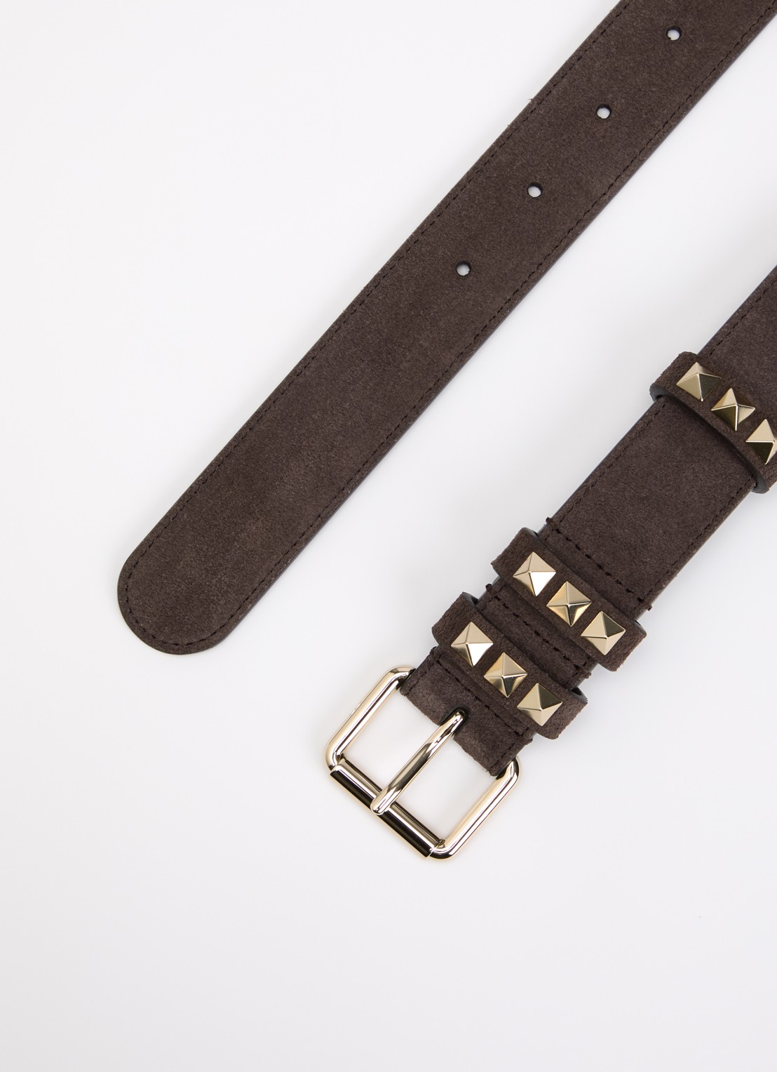 Valentino Garavani Riem van kalfssuède met studs - detail 2 bruin