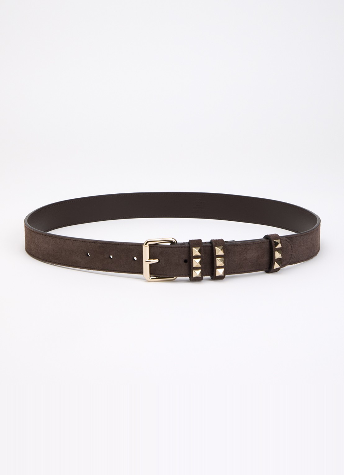Valentino Garavani Riem van kalfssuède met studs - voorkant bruin