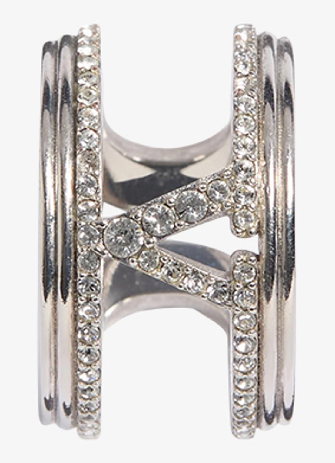 Valentino Garavani Ring met logo en kristal - detail zilver
