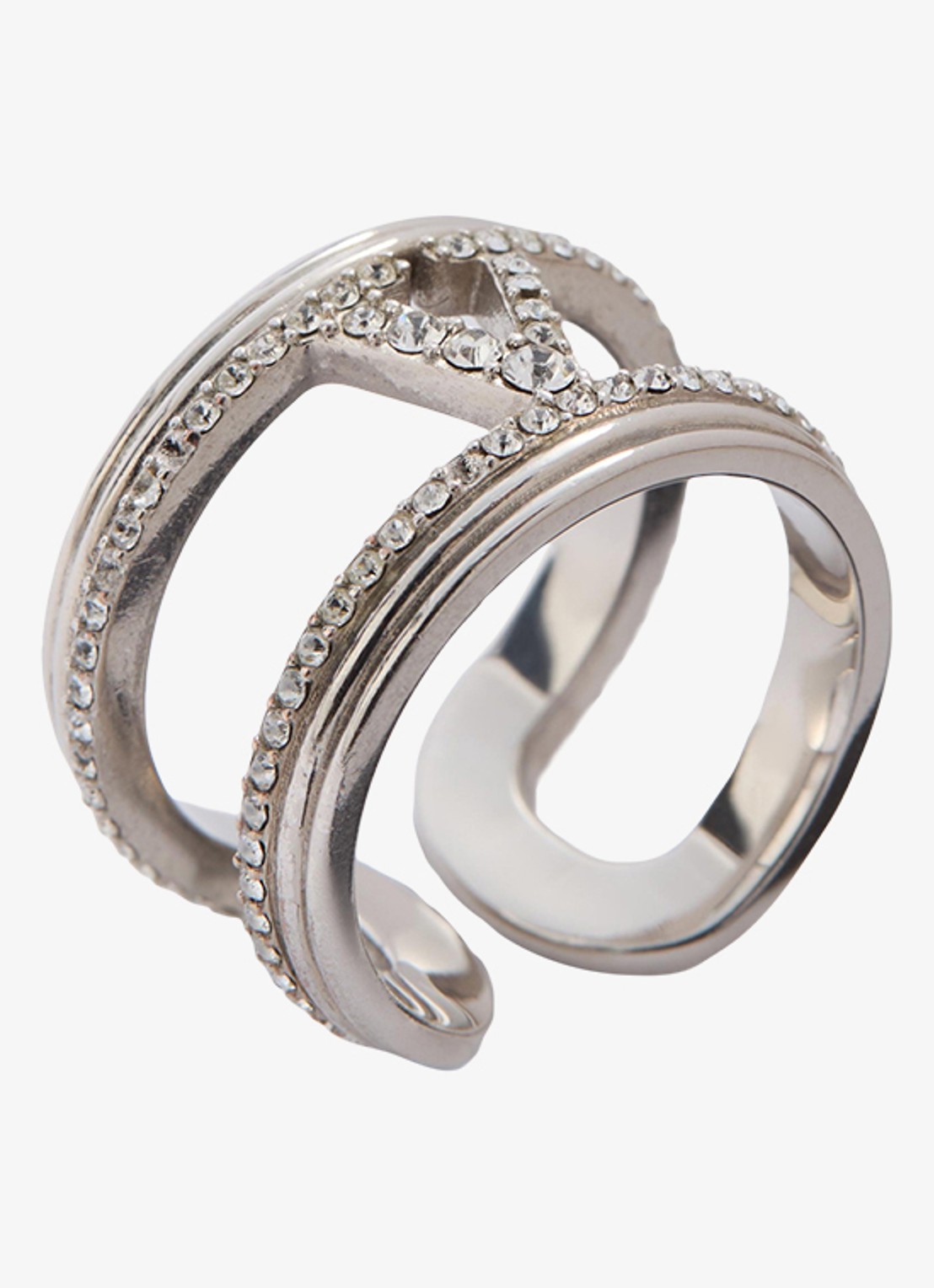 Valentino Garavani Ring met logo en kristal - detail 3 zilver