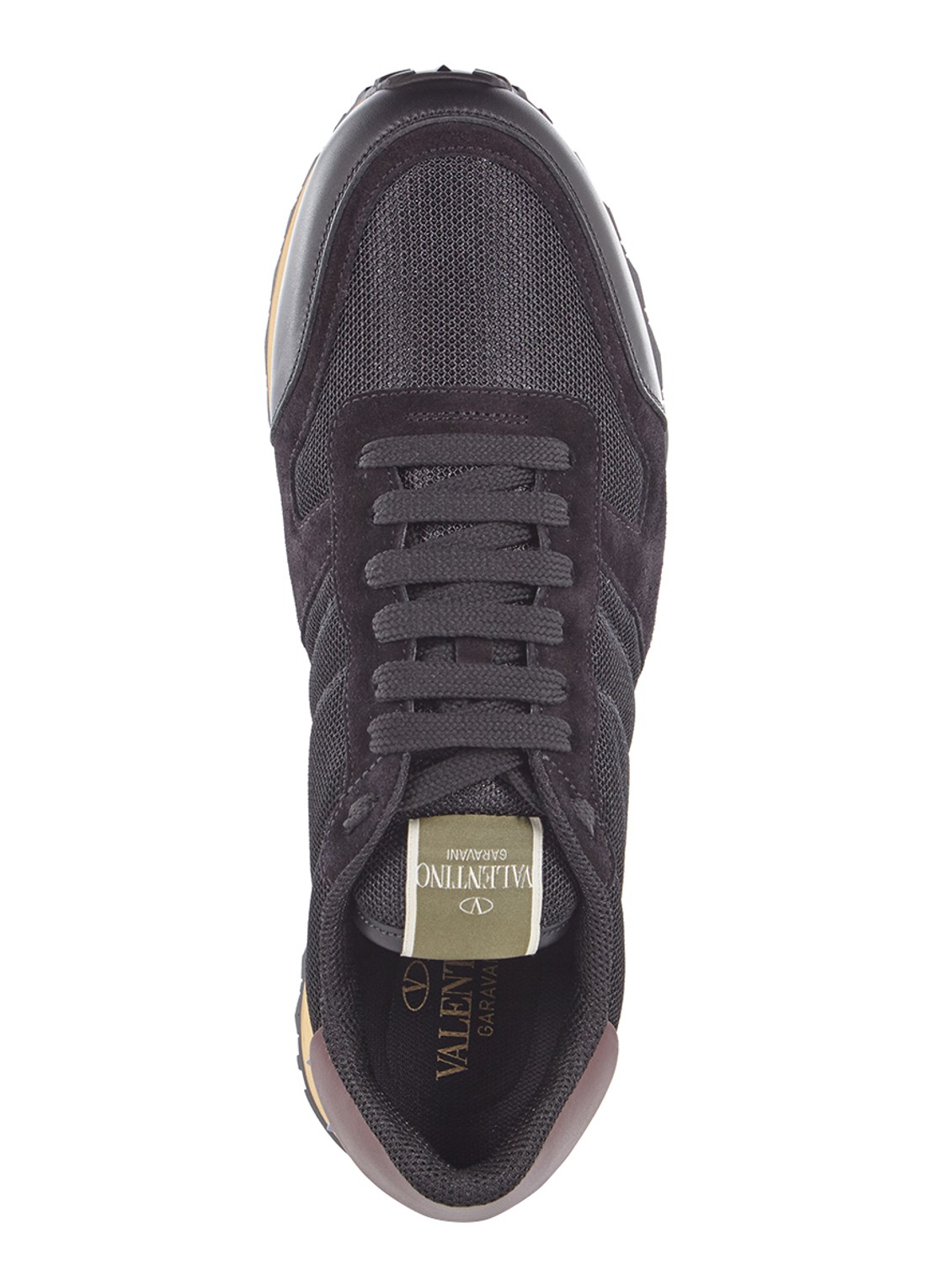 Valentino Garavani Rockrunner sneaker met suède details - detail zwart