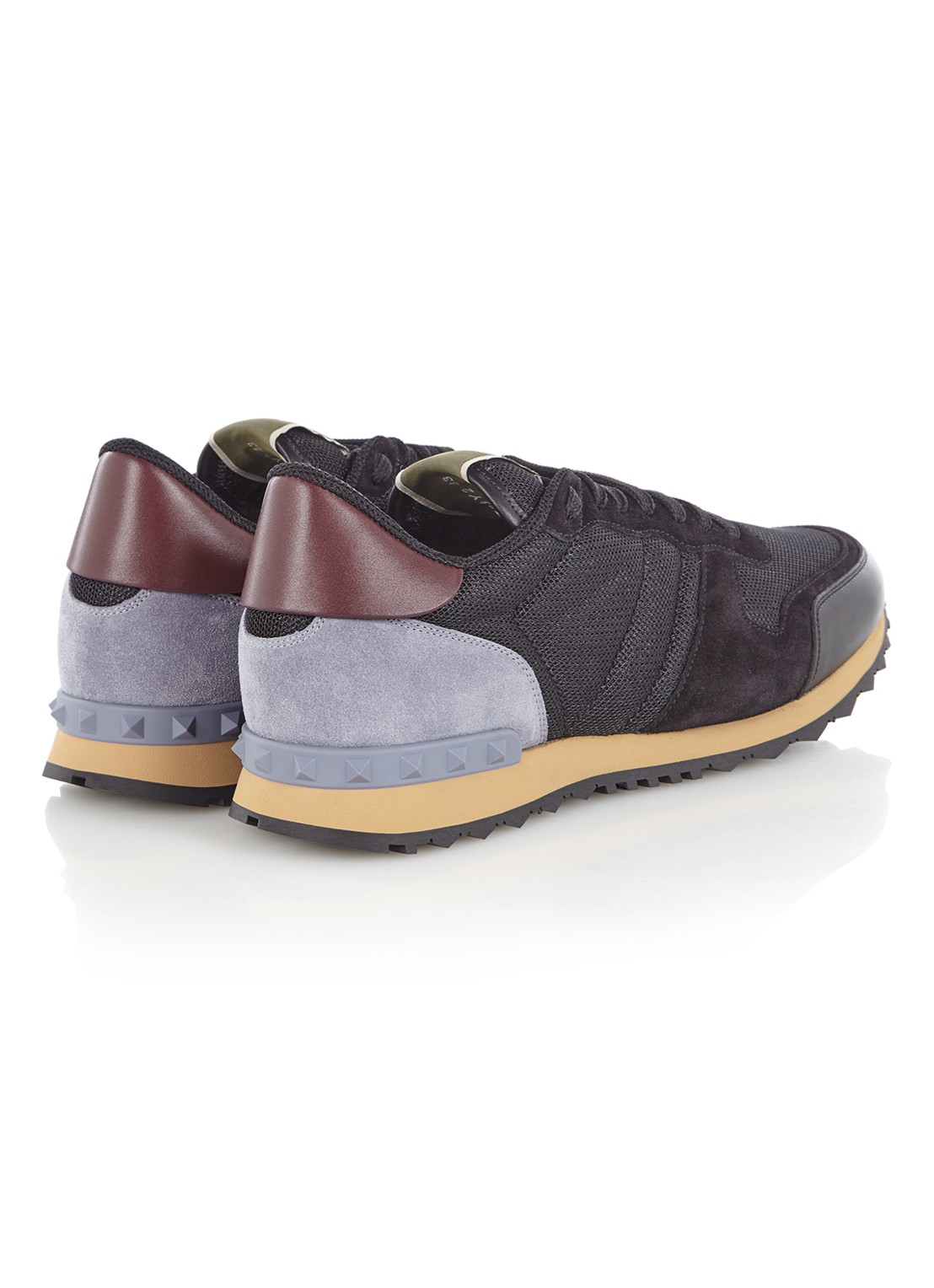 Valentino Garavani Rockrunner sneaker met suède details - detail 2 zwart