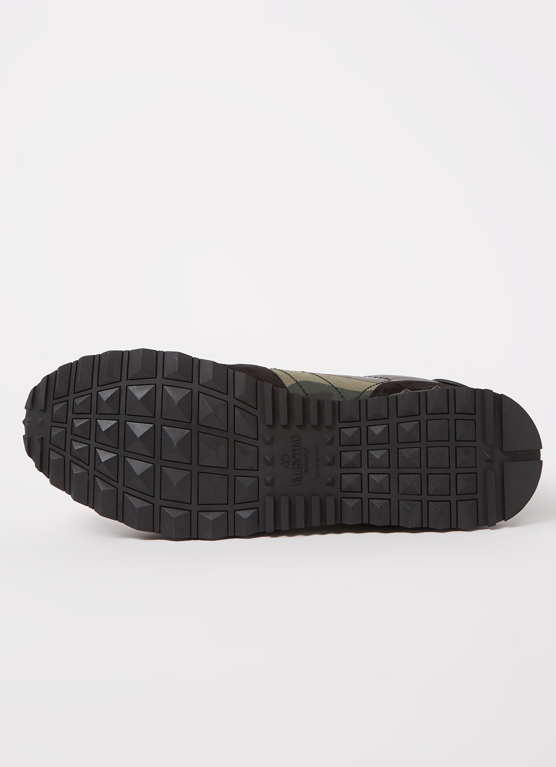 Valentino Garavani Rockrunner sneaker van leer met suède details - detail 5 legergroen