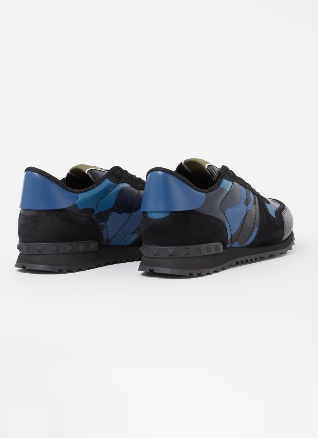 Valentino Garavani Rockrunner sneaker van leer met suède details - detail 2 blauw