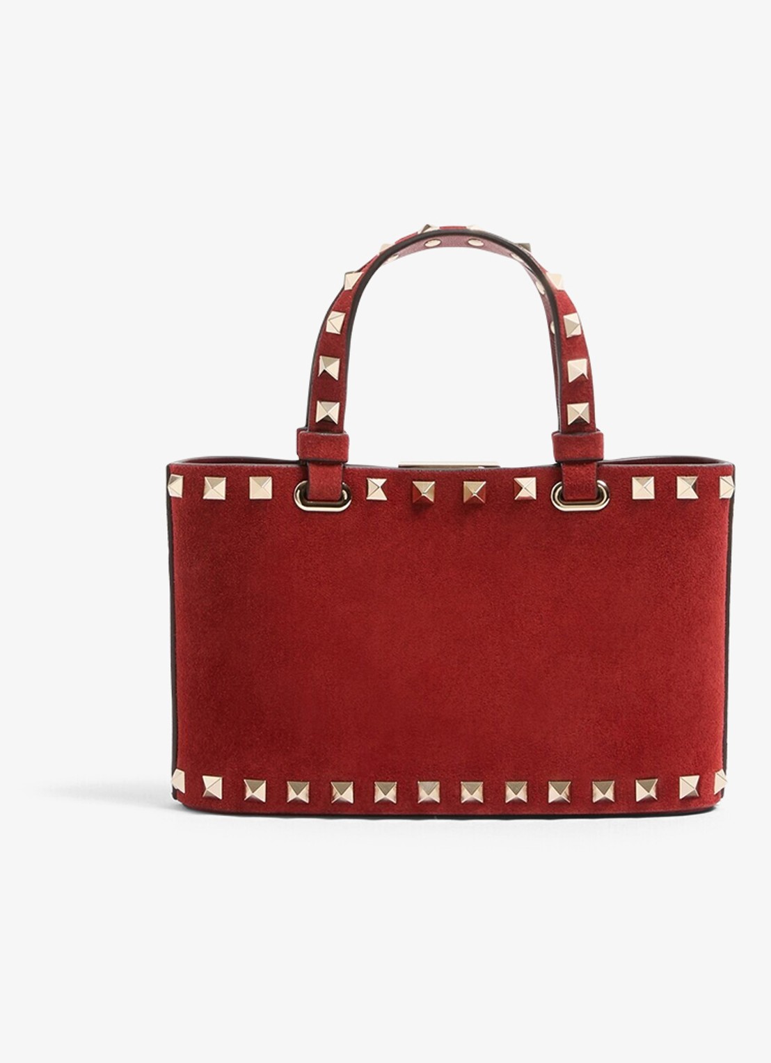 Valentino Garavani Rockstud mini handtas van suède - achterkant rood