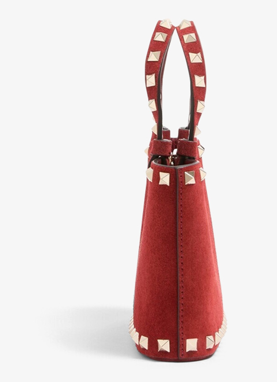 Valentino Garavani Rockstud mini handtas van suède - detail 2 rood