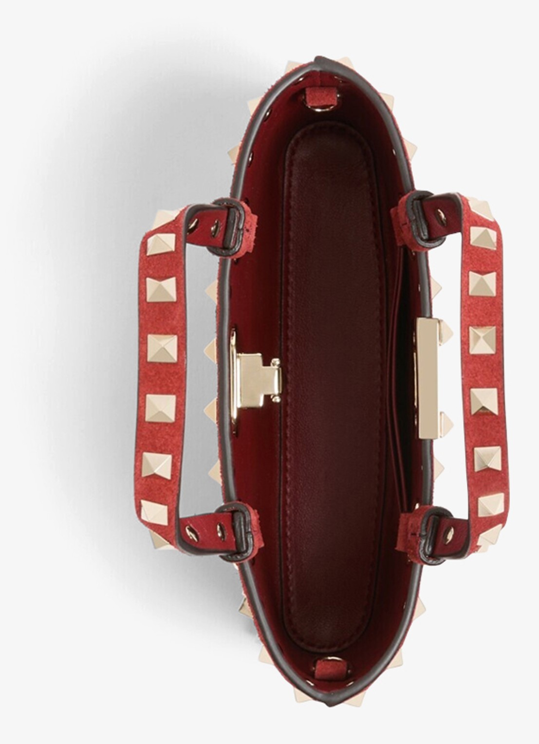 Valentino Garavani Rockstud mini handtas van suède - detail 3 rood