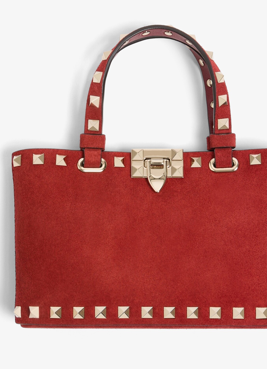 Valentino Garavani Rockstud mini handtas van suède - detail 4 rood