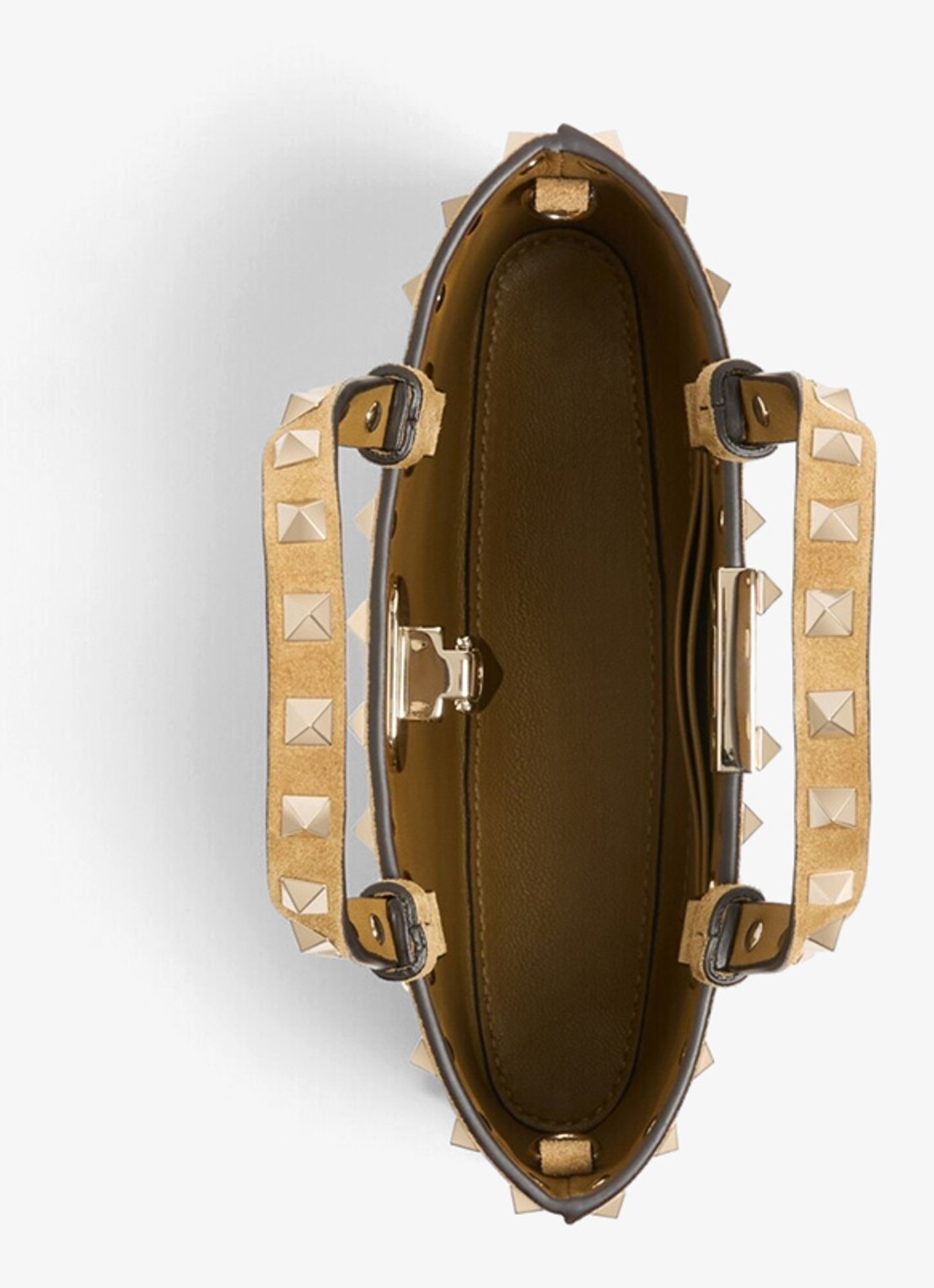 Valentino Garavani Rockstud mini handtas van suède - detail 3 camel