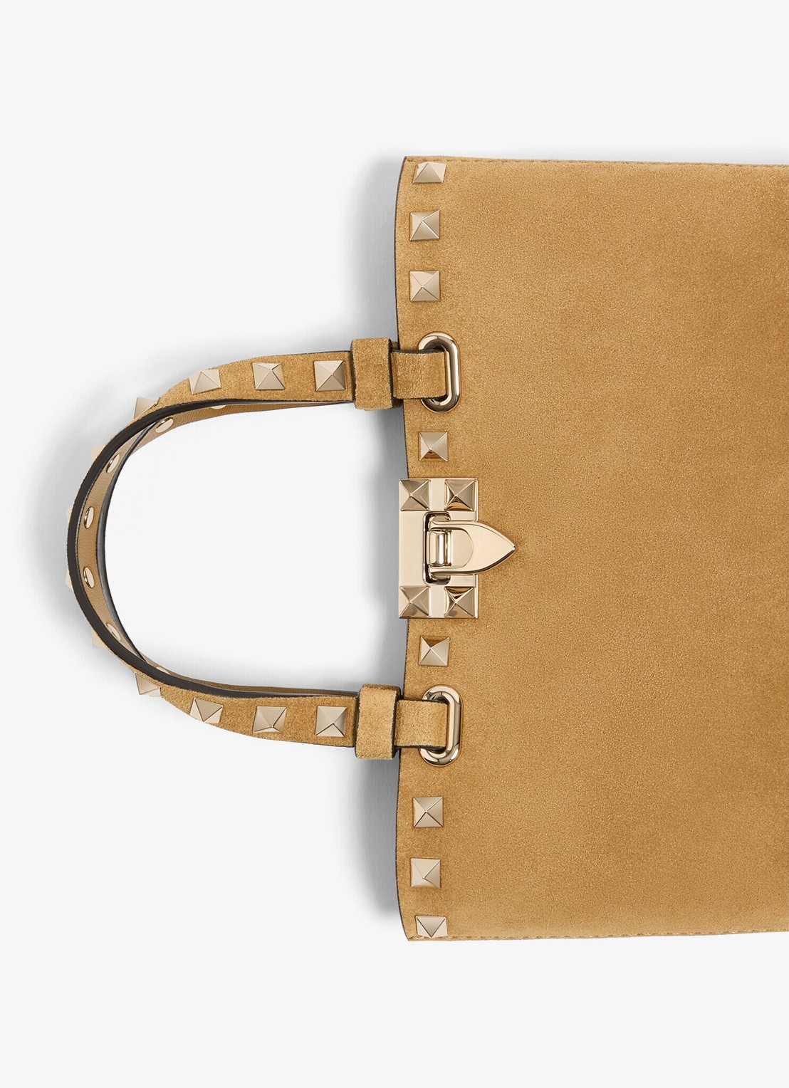 Valentino Garavani Rockstud mini handtas van suède - detail 4 camel