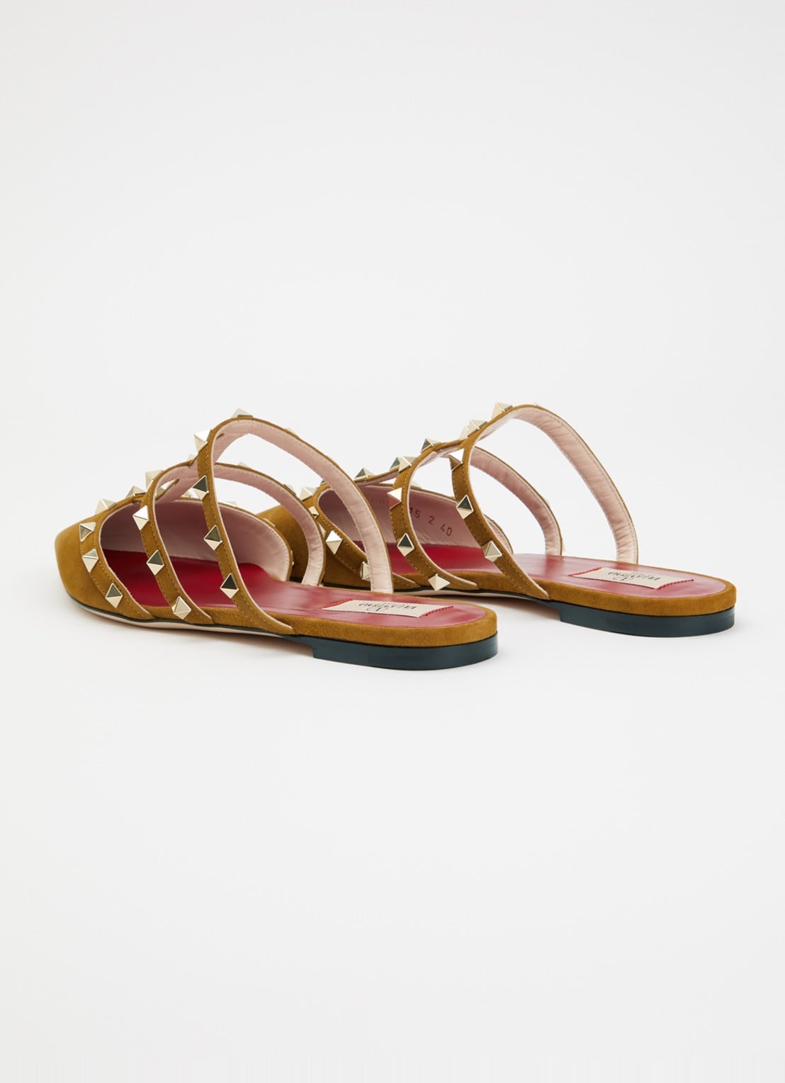 Valentino Garavani Rockstud muiltje van suède met studs - achterkant 6 zand