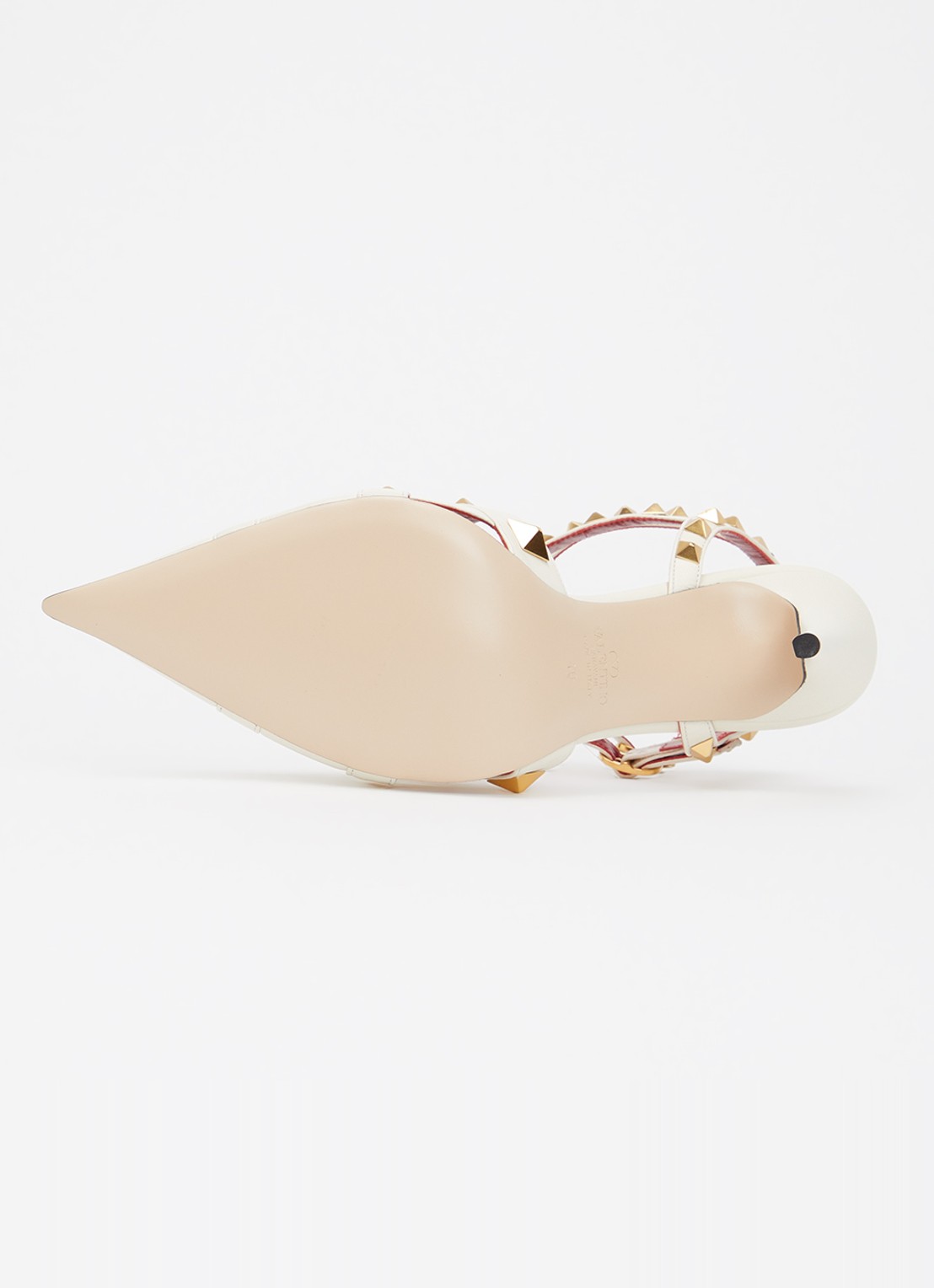 Valentino Garavani Rockstud pump van geitenleer met studs - detail 3 ivoor