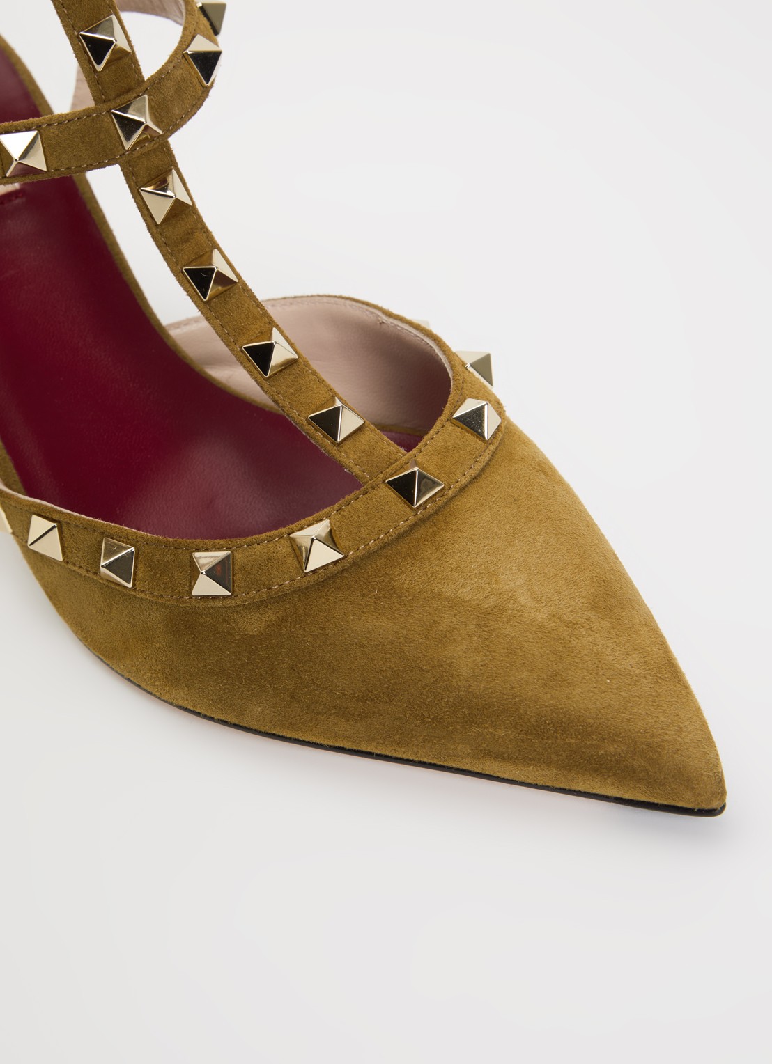 Valentino Garavani Rockstud pump van suède met studs - detail 4 khaki