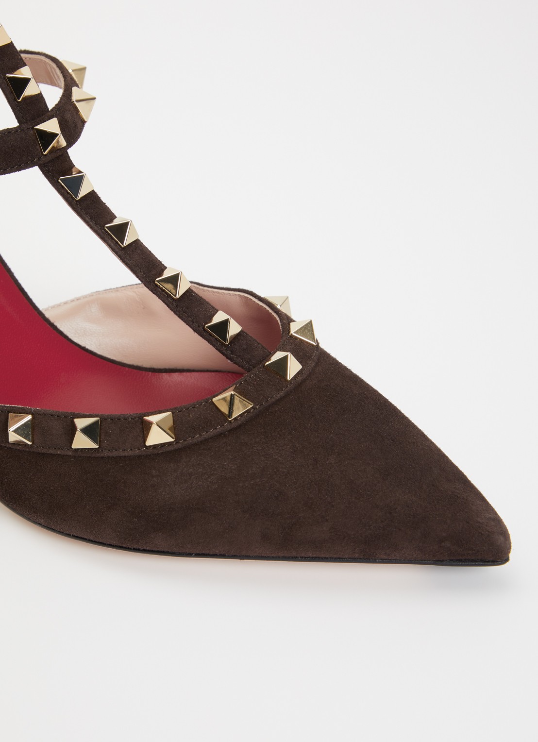 Valentino Garavani Rockstud pump van suède met studs - detail 4 donkerbruin