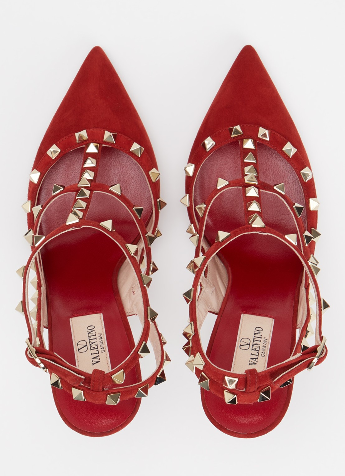 Valentino Garavani Rockstud pump van suède met studs - detail 3 rood