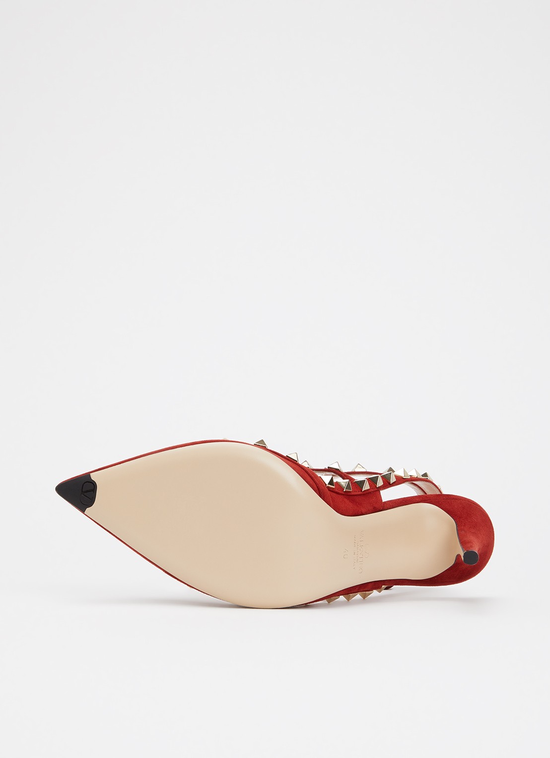 Valentino Garavani Rockstud pump van suède met studs - detail 4 rood