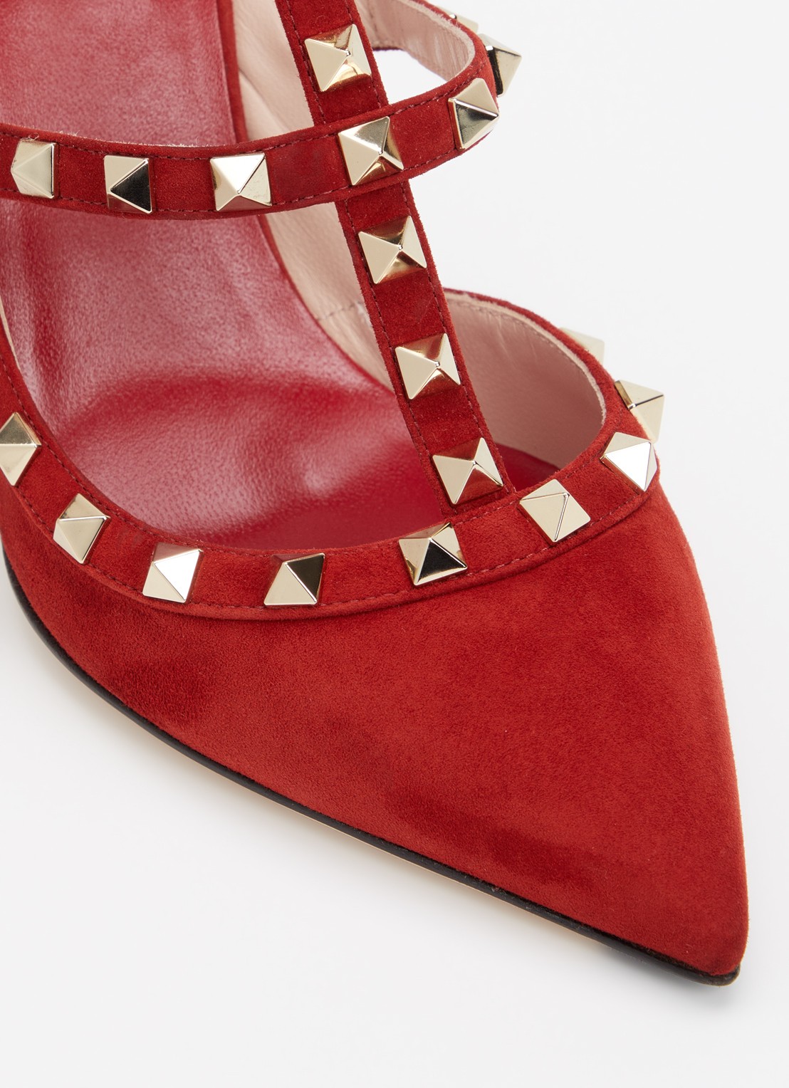 Valentino Garavani Rockstud pump van suède met studs - detail 5 rood