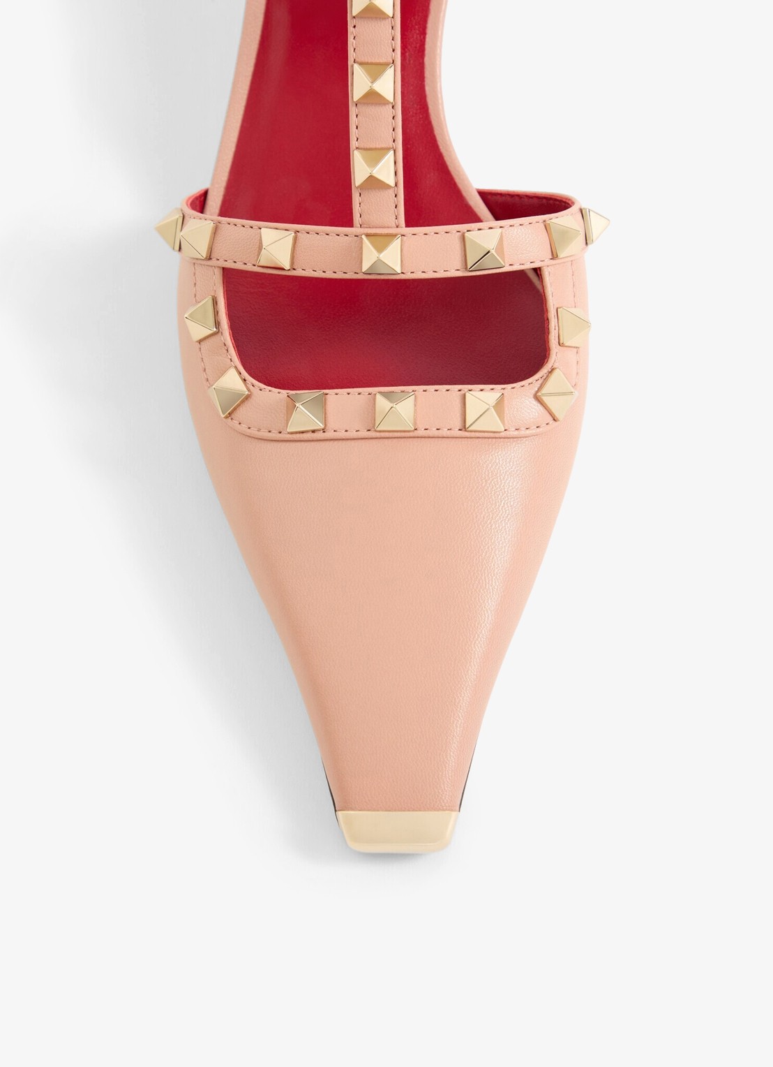 Valentino Garavani Rockstud sandalette van geitenleer met studs - detail 2 roze