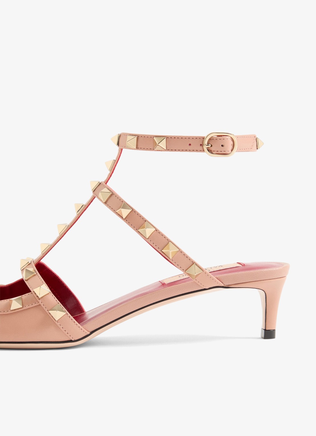 Valentino Garavani Rockstud sandalette van geitenleer met studs - detail 3 roze