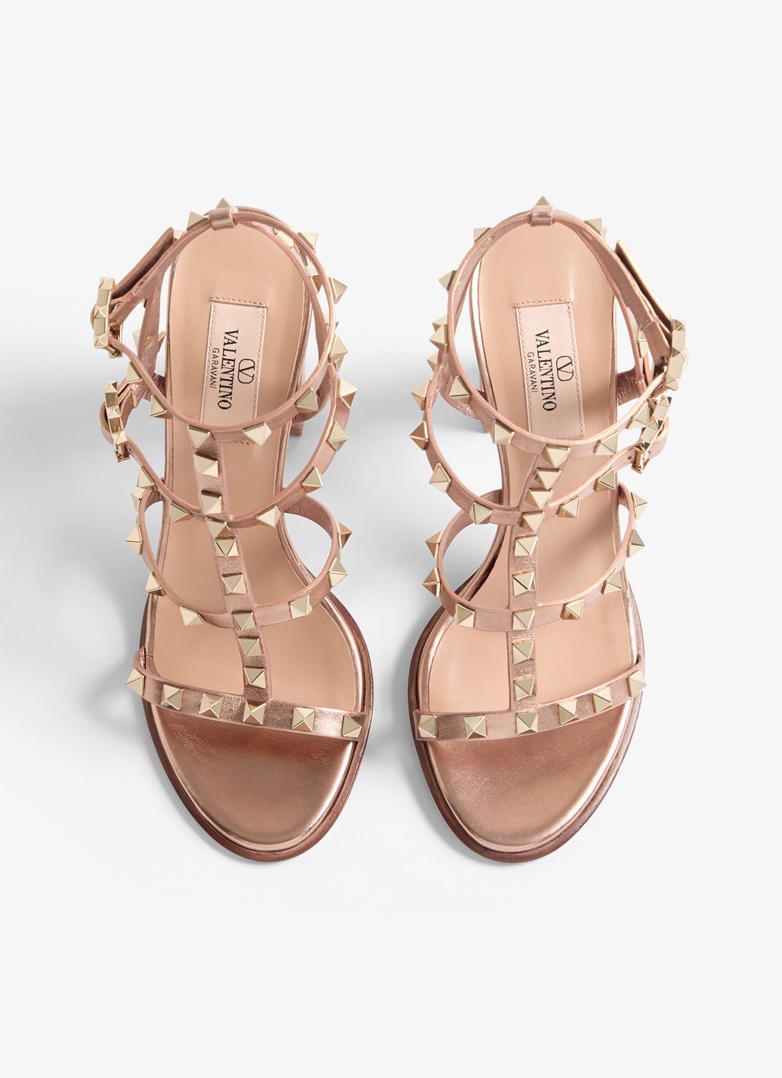Valentino Garavani Rockstud sandalette van kalfsleer met studs - detail 4 oudroze