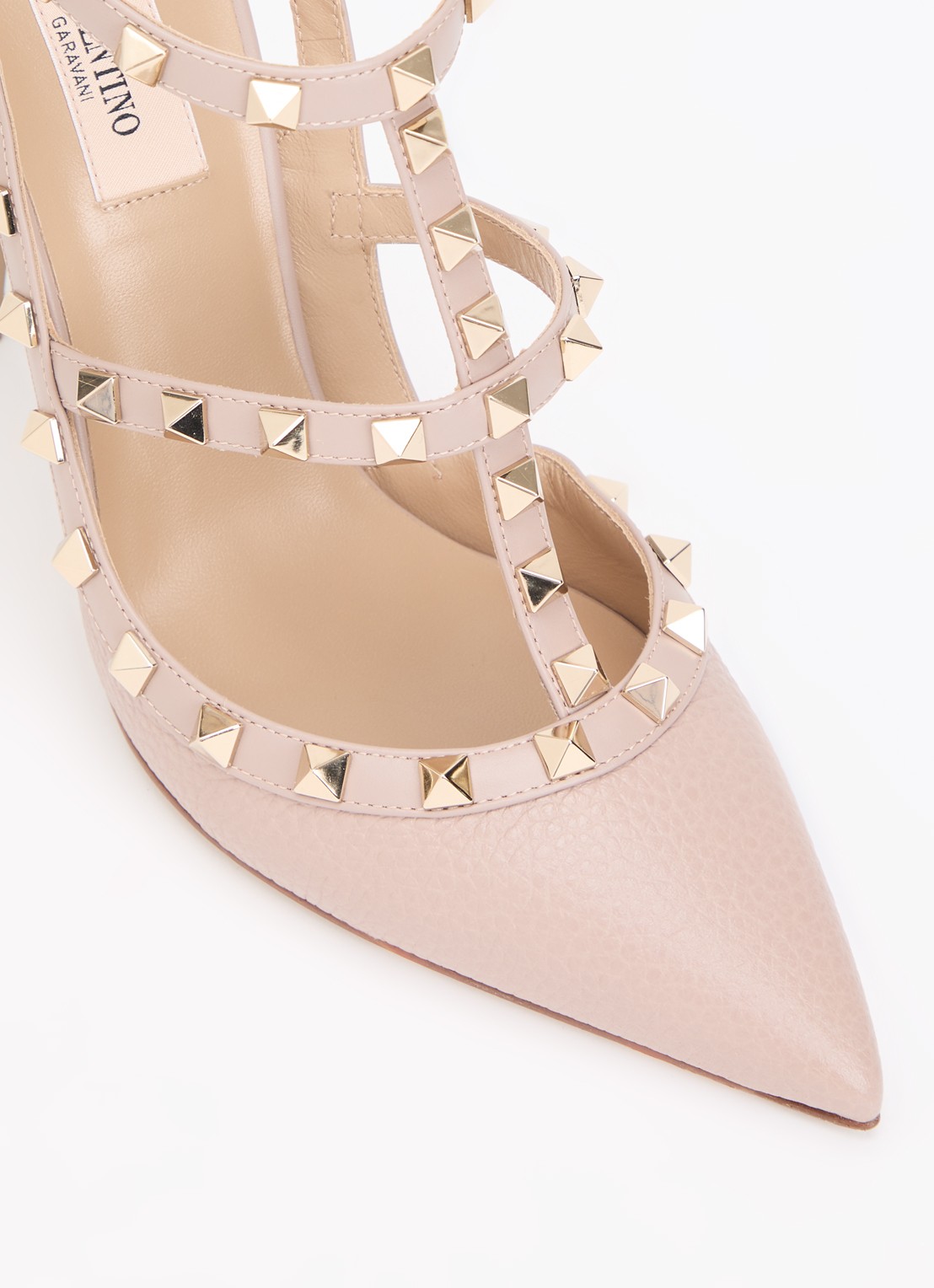 Valentino Garavani Rockstud slingback van lakleer met studs - detail 4 naturel