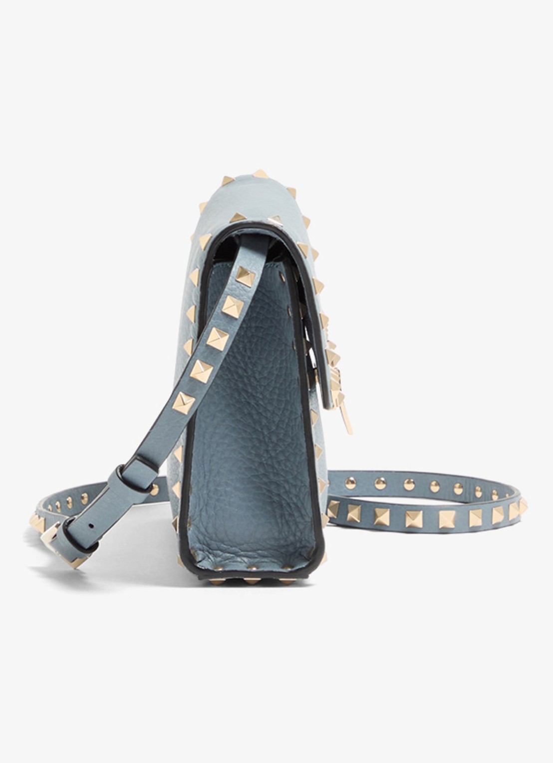 Valentino Garavani Rockstud Small crossbodytas van kalfsleer met studs - detail 2 blauwgrijs