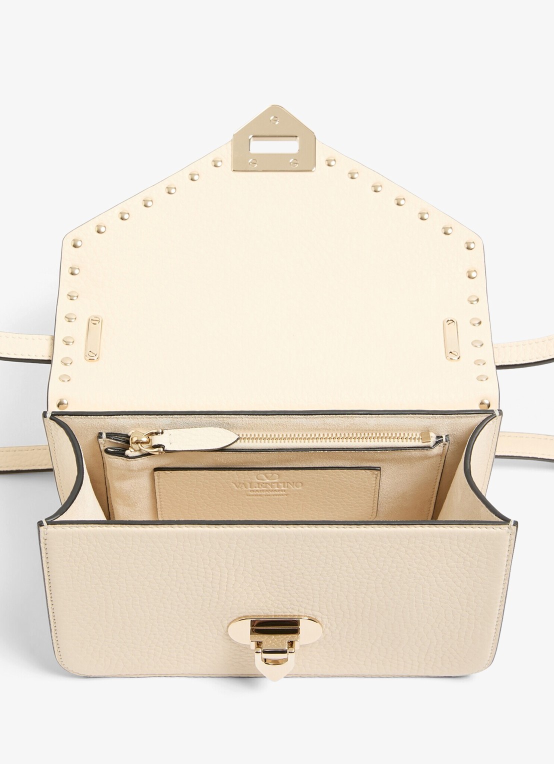 Valentino Garavani Rockstud Small schoudertas van kalfsleer - detail 3 creme