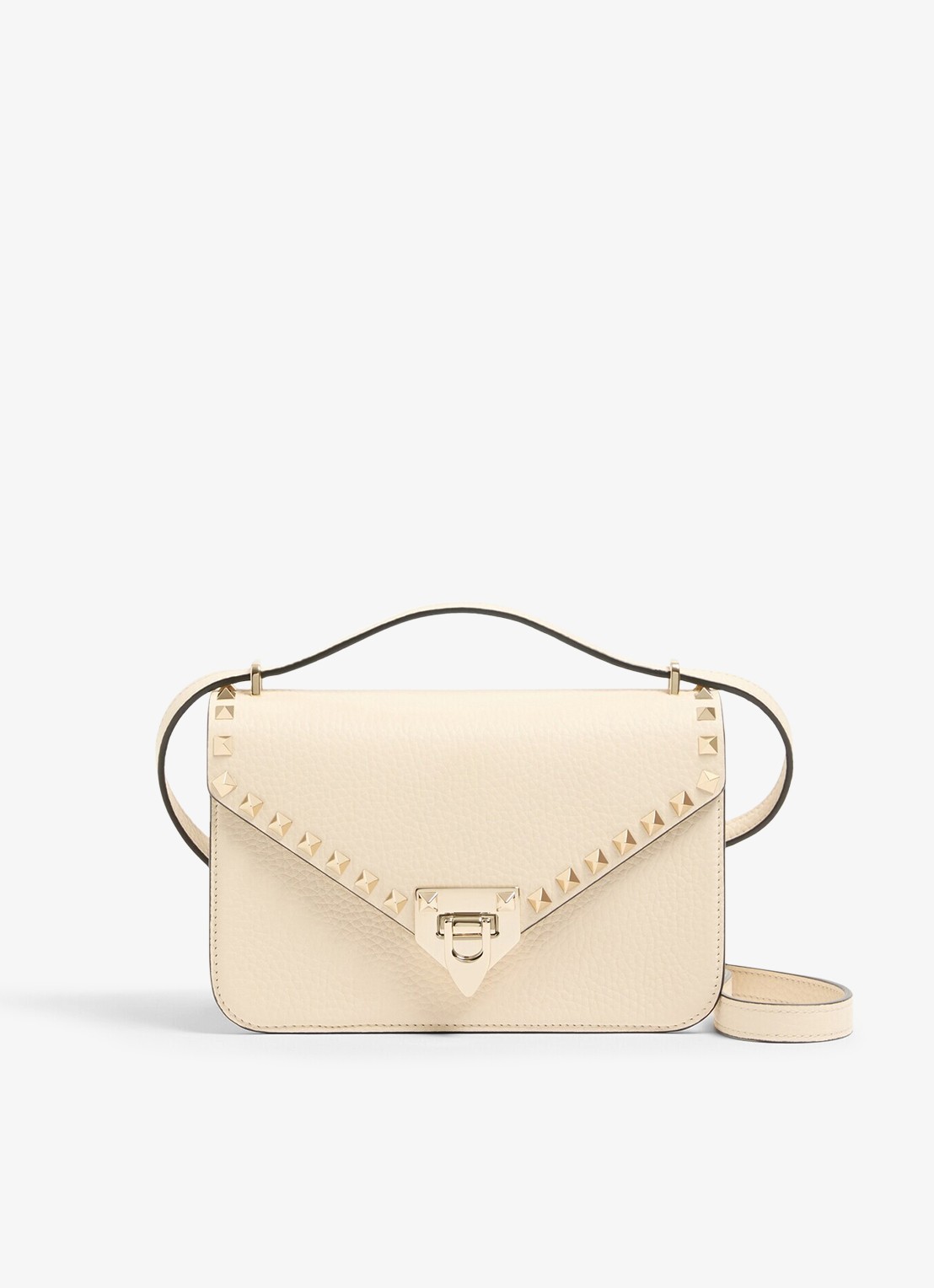 Valentino Garavani Rockstud Small schoudertas van kalfsleer - voorkant 6 creme