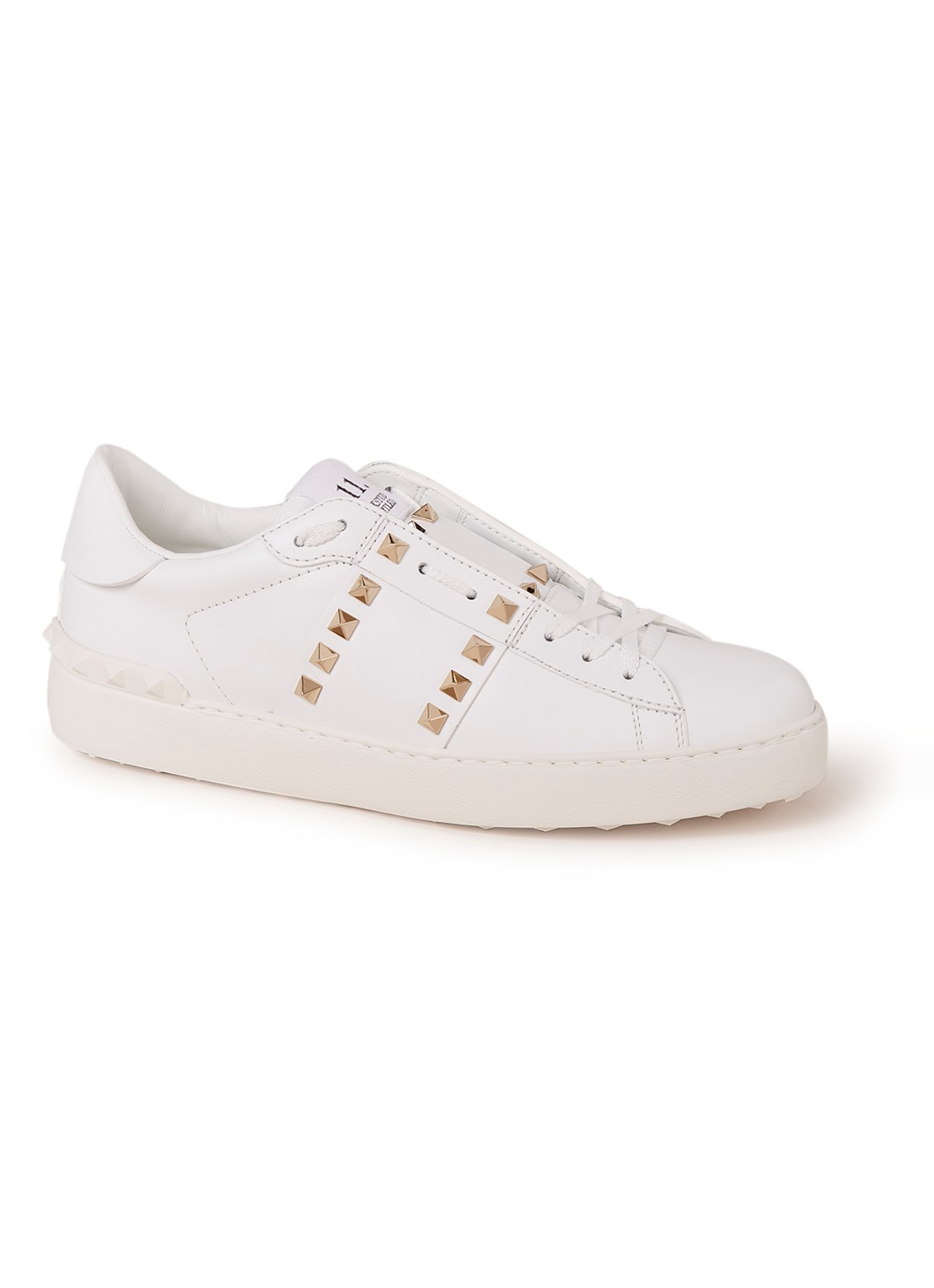 Valentino Garavani Rockstud Untitled sneaker van kalfsleer met studs - voorkant 4 wit
