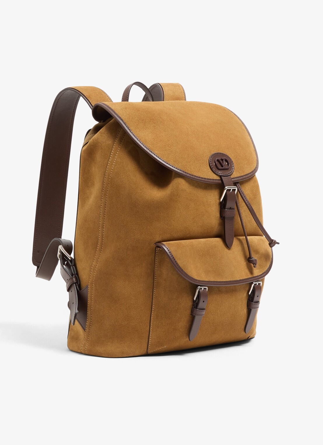 Valentino Garavani Rugzak van suède - voorkant 6 camel
