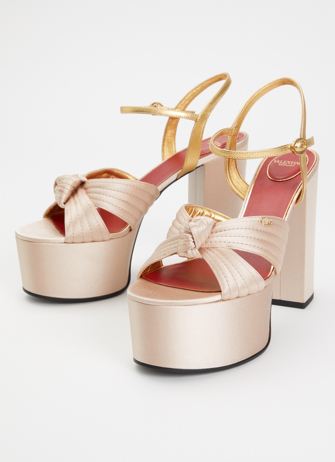 Valentino Garavani Sandalette met details van leer - detail lichtroze