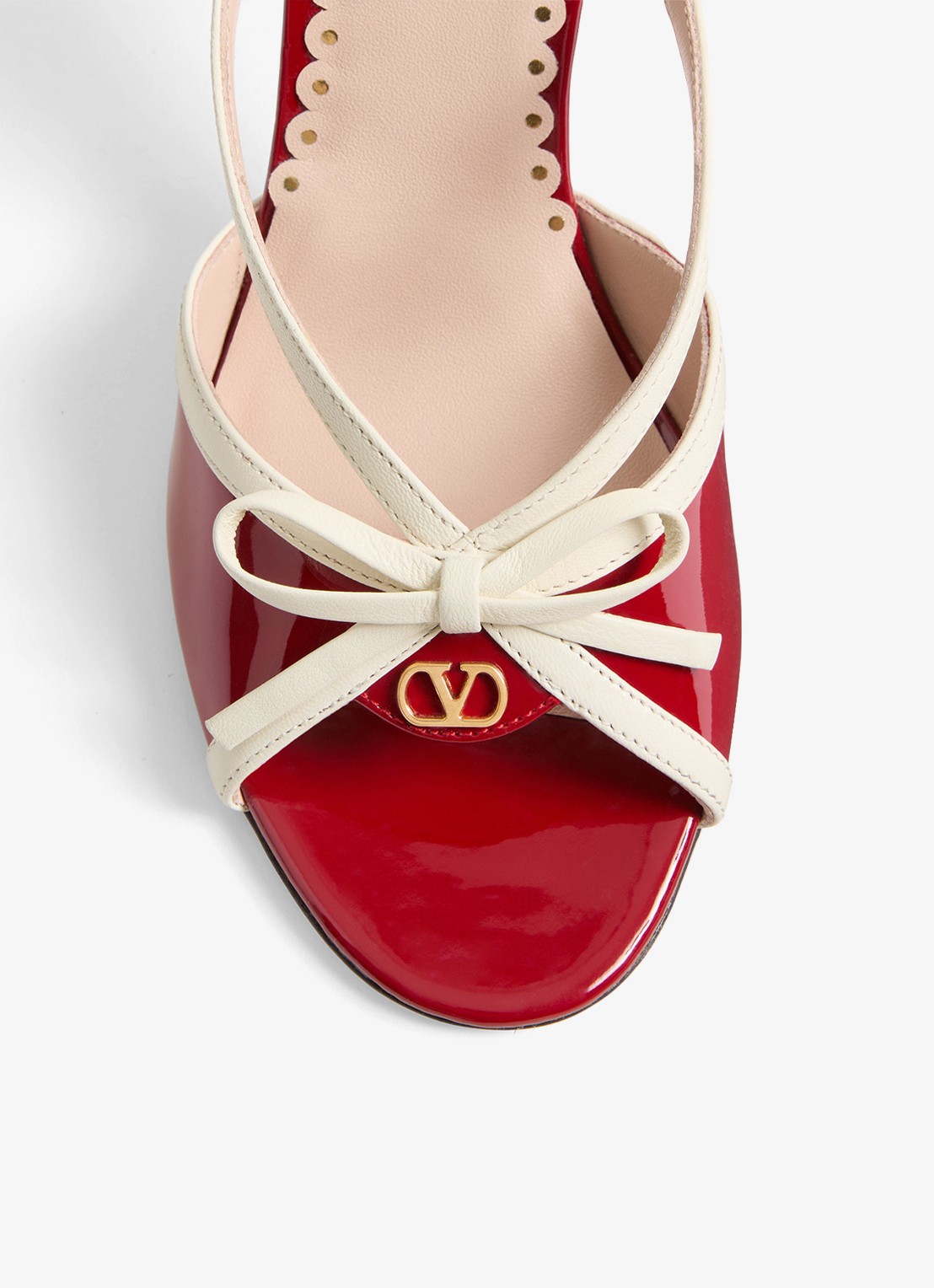 Valentino Garavani Sandalette van geitenleer met lakleren details - detail 5 rood