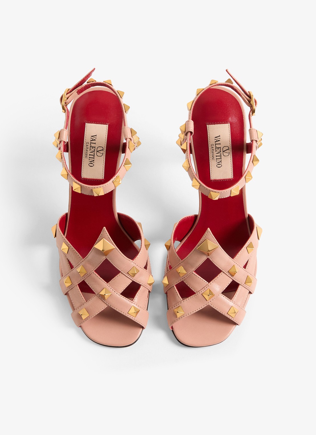 Valentino Garavani Sandalette van geitenleer met studs - detail 4 oudroze