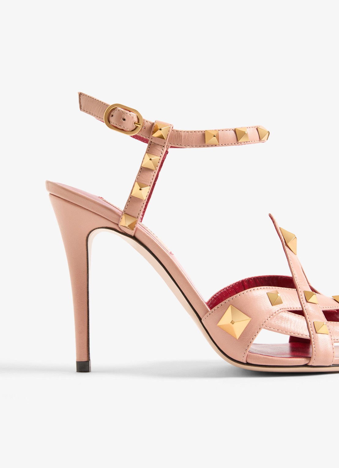 Valentino Garavani Sandalette van geitenleer met studs - detail 6 oudroze
