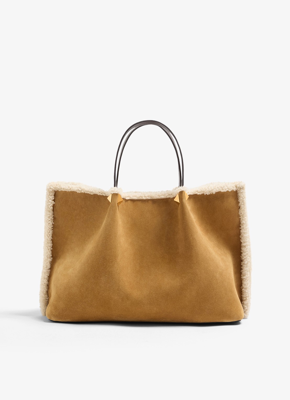 Valentino Garavani Shopper van kalfssuède met bloemborduring - achterkant 6 camel